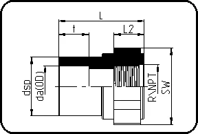 Adapter ženski navoj, NPT-navoj, brizganje, mufno zavarivanje, PPR siva – kod 034.1