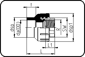 Adapter, metalni ženski navoj+šestougaoni, klasa1-10bar klasa2-8bar, mufno zavarivanje, PPR siva – kod 082.20