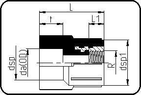 Adapter, sa R metalnim ženskim navojem, brizganje, mufno zavarivanje, PE 100 blue – kod 082