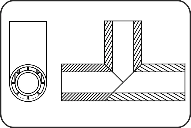 Poly-Flo T-komad, faktor smanjenja 0.6, segmentovano, istovremeno + kaskadno zavarivanje, PE 100-RC crna – kod 214