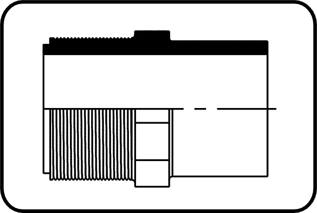Adapter muški navoj, R-navoj, brizganje, Čeono + IR zavarivanje, ECTFE prirodna – kod 033