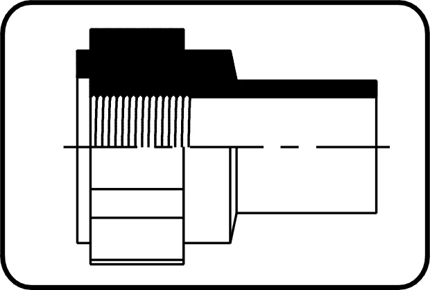 Adapter ženski navoj, R-navoj/FRP-ojačan, brizganje, čeono + IR + HPF zavarivanje, PVDF prirodna – kod 032