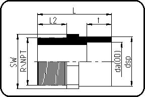 Adapter muški navoj, R-navoj, brizganje, mufno zavarivanje, PVDF prirodna – kod 035