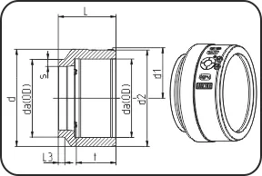 E-Spigot spojnica, MOP voda 16bar/gas 10bar, W/P-TW, brizganje, čeono + elektrofuzijsko zavarivanje, PE 100-RC crna – kod 172