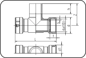 E-T-komad sa E-Spigot spojnicama, MOP voda 16bar/gas 10bar, W/P-TW, brizganje+zavarivanje, elektrofuzija, PE 100-RC crna – kod 176.2